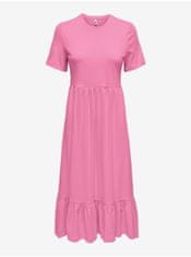 ONLY Růžové dámské basic midi šaty ONLY May XS