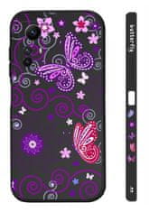 TopQ Kryt Design Xiaomi Redmi Note 12S Fialoví motýlci černý 123228