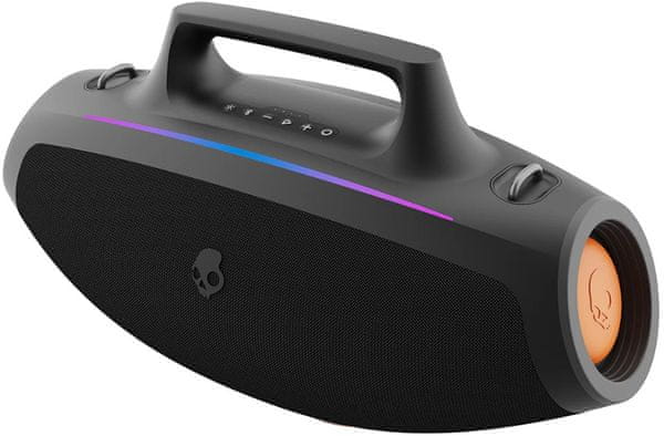 moderní bluetooth reproduktor skullcandy barrel boombox skvělý zvuk silné basy výdrž baterie 12 h madlo popruh světelná led show