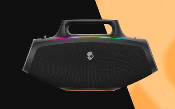  moderní bluetooth reproduktor skullcandy barrel boombox skvělý zvuk silné basy výdrž baterie 12 h madlo popruh světelná led show 