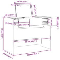 Vidaxl Toaletní stolek se zrcadlem betonově šedý 100 x 45 x 76 cm