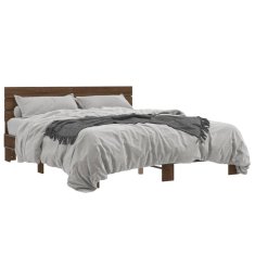 shumee Rám postele hnědý dub 160 x 200 cm kompozitní dřevo a kov