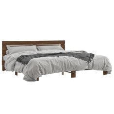 shumee Rám postele hnědý dub 180 x 200 cm kompozitní dřevo a kov