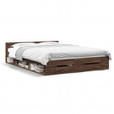 shumee Rám postele se zásuvkami hnědý dub 140x200 cm kompozitní dřevo