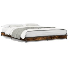 shumee Rám postele kouřový dub 150 x 200 cm kompozitní dřevo a kov