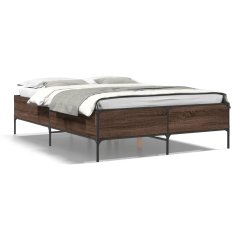 shumee Rám postele hnědý dub 150 x 200 cm kompozitní dřevo a kov