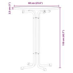 Vidaxl Jídelní stůl bílý Ø 60 x 110 cm kompozitní dřevo a ocel