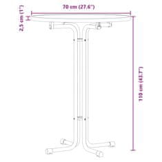 Vidaxl Jídelní stůl bílý Ø 70 x 110 cm kompozitní dřevo a ocel