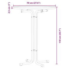 Vidaxl Jídelní stůl černý Ø 70 x 110 cm kompozitní dřevo a ocel