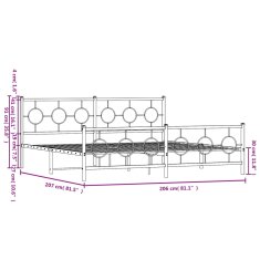 Vidaxl Kovový rám postele s hlavovým a nožním čelem bílý 200 x 200 cm