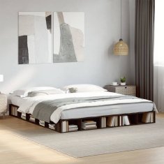 shumee Rám postele hnědý dub 200 x 200 cm kompozitní dřevo