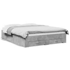 shumee Rám postele se zásuvkami betonově šedý 140 x 200 cm kompozit
