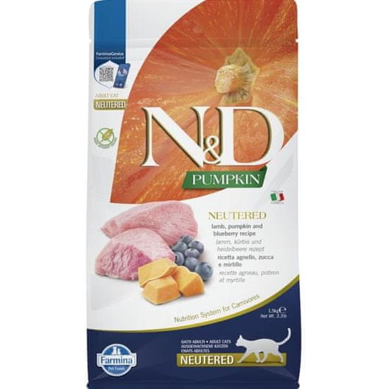 N&D PUMPKIN Cat GF Lamb & Blueberry Neutered Adult 1,5 kg