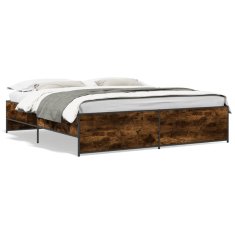 shumee Rám postele kouřový dub 200 x 200 cm kompozitní dřevo a kov