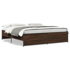 shumee Rám postele hnědý dub 180 x 200 cm kompozitní dřevo a kov