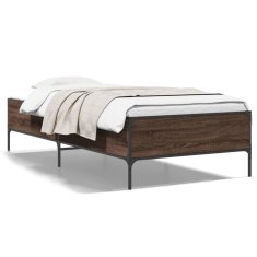 shumee Rám postele hnědý dub 90 x 190 cm kompozitní dřevo a kov