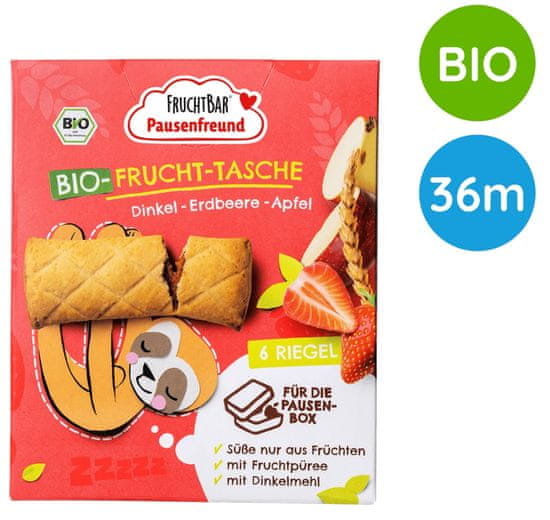 FruchtBar BIO Špaldové taštičky jahoda a jablko 6 x 22 g