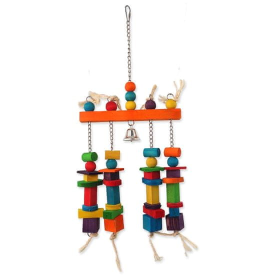 BIRD JEWEL Hračka BIRD JEWEL závěsná barevná - hrazda s dřívky a zvonečkem 55 cm
