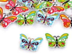 Dřevěný dekorační knoflík motýl - mix (50 ks)