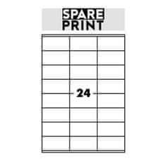 SPARE PRINT PREMIUM Samolepicí etikety bílé, 100 archů A4 v krabici (1arch/24x etiketa 70x36mm)