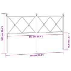 Vidaxl Kovové čelo postele černé 150 cm