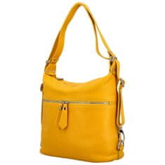 Delami Vera Pelle Stylový dámský kožený kabelko-batoh přes rameno Fredda, žlutá