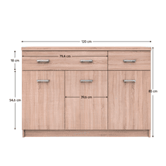 BPS-koupelny Komoda 3D2S, dub sonoma, TOPTY TYP 23