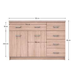 BPS-koupelny Komoda 2D5S, dub sonoma, TOPTY TYP 22