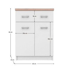 BPS-koupelny Komoda 2D1S/60, bílá/dub sonoma, TOPTY TYP 41