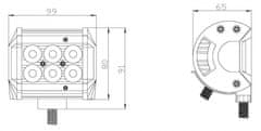 Stualarm LED světlo obdélníkové, 6x3W, 99x80x65mm (wl-821)