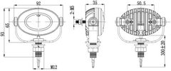 Stualarm PROFI LED výstražné světlo 12-24V 3x3W červený ECE R10 92x65mm (911-E33R)