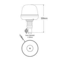 Stualarm LED maják, 12-24V, 10x1,8W, oranžový, na držák, ECE R65 R10 (wl73hr)