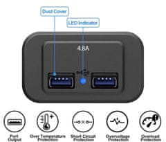 Stualarm 2x USB QC3.0 zásuvka 12/24V, montáž na povrch (34663)