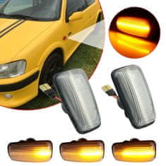 Stualarm LED dynamické blinkry Peugeot, Citroën oranžové kouřové (96PG02S)