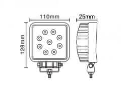 CARCLEVER LED světlo hranaté slim, 9x3W, ECE R10 (wl-809slim)