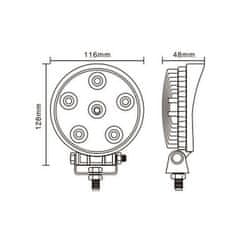 Stualarm LED světlo kulaté, 6x3W, průměr 128mm, ECE R10 (wl-018pr)