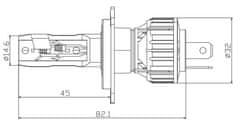 Stualarm LED H4 bílá, 9-18V, 4000LM (95HLH-H4-E2) 2ks