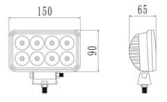 Stualarm LED světlo obdélníkové, 8x3W, ECE R10 150 x 90 mm (wl-832)