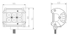 Stualarm LED světlo obdélníkové bílé/oranžový predátor 6x3W, 99x80x65mm (wl-822wo)