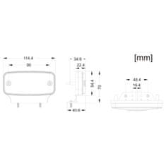 Stualarm Přední obrysové světlo LED, bílý obdélník, ECE R10 (kf665wh)