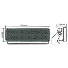 Stualarm LED světlo obdélníkové, 18x3W, 180mm (wl-501w)