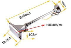 Stualarm Singl-fanfára 640mm, chromová, hluboký tón bez kompresoru (sn-003Z)