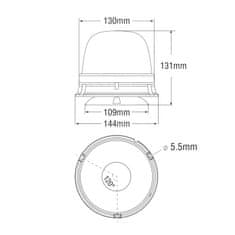 Stualarm LED maják, 12-24V, 10x1,8W, oranžový, magnet, ECE R65 R10 (wl73)