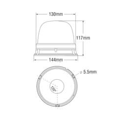 Stualarm LED maják, 12-24V, 10x1,8W, oranžový, pevná montáž, ECE R65 R10 (wl73fix)