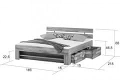 BRADOP Dubová postel se zásuvkami TINA 180×200