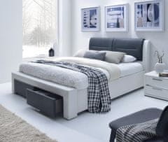 Halmar Čalouněná postel CASSANDRA S se zásuvkami černo-bílá 140x200