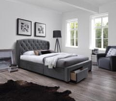 Halmar Čalouněná postel SABRINA se zásuvkami velvet šedá 160x200