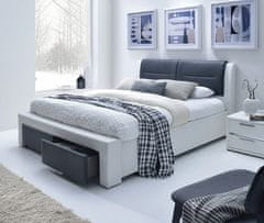 Halmar Čalouněná postel CASSANDRA S se zásuvkami černo-bílá160x200