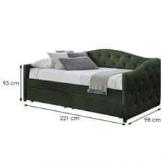 Halmar Čalouněná postel ALOHA se zásuvkami velvet tmavě zelená 90x200