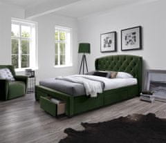 Halmar Čalouněná postel SABRINA se zásuvkami tmavě zelená 160x200